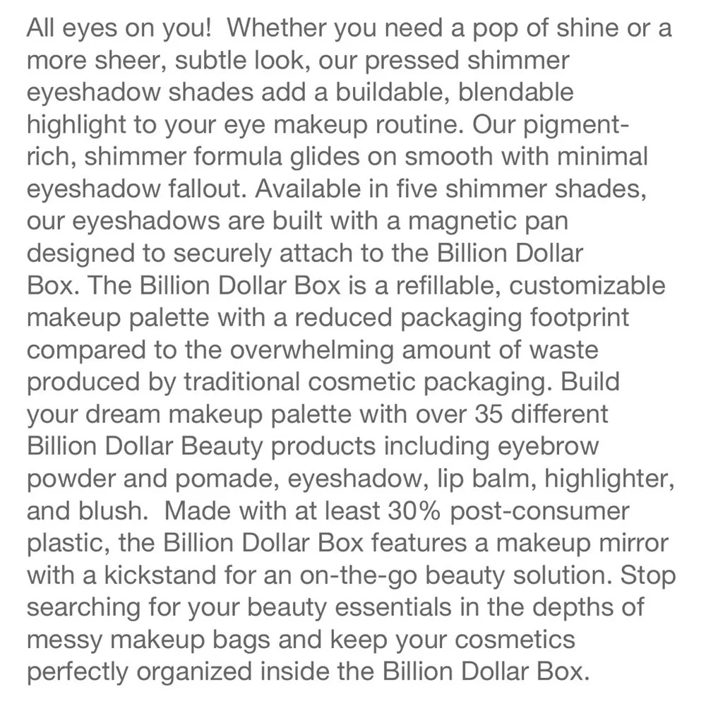 Billion Dollar Beauty Matte & Shimmer Eyeshadow Pan Set Shade Moon & Sunset bdb